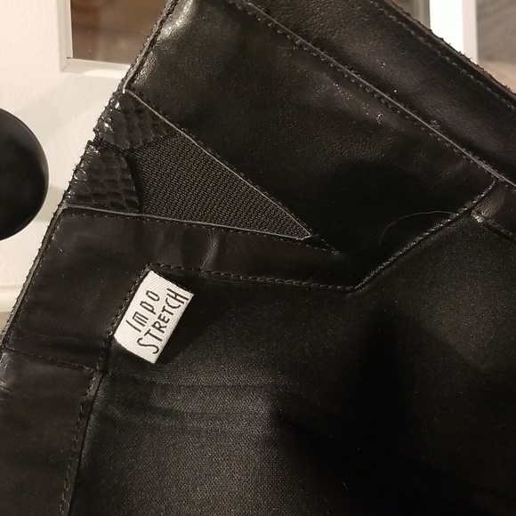 IMPO Stretch black suede & snake print tall platform boots side zip w/ elastic 8 - Picture 7 of 8